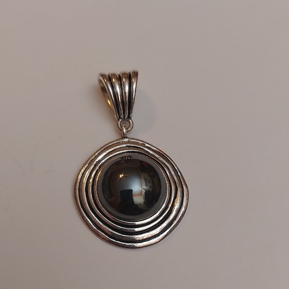 Premier Designs Jewelry - Premier Designs Eclipse Faux Hematite Cabochon Antiqued Silver Plated Pendant
